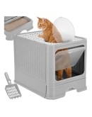 Затворена котешка тоалетна с чекмедже и лъжичка